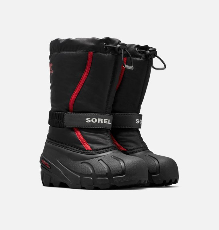 Sorel Youth Flurry™ - Kids Snow Boots Black/Red - 021458PJK